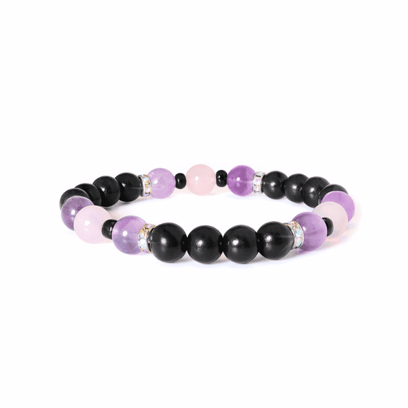Karelia Creations Shungite, Amethyst and Pink Quartz Medical ID Bracelet