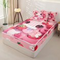 thumbnail image 2 of Erosebridal Cartoon Animal Pattern Zipper Full Size Comforter Sets with Fitted Sheet and 2 Pillowcases,Strawberry Floral Print Zipper Bedding Set,Pink Red,Pink Reversible, 2 of 6