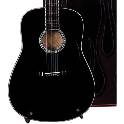 Classic Black Finish Miniature Acoustic Guitar Replica Collectible - Officially Licensed (AC-003)