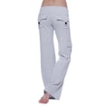 thumbnail image 3 of Petite Yoga Pants for Women Cargo Style Elastic Waist Wide Leg Casual Lounge Pants Gray XL, 3 of 4
