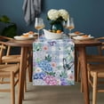 thumbnail image 2 of Watercolor Flowers Table Runner - 72 Inch Long, Kitchen Dining Table Runner Dresser Scarves, Spring Floral Butterflies Blue Plaid Farmhouse Decor for Coffee Tables Wedding Party Banquet, 2 of 8