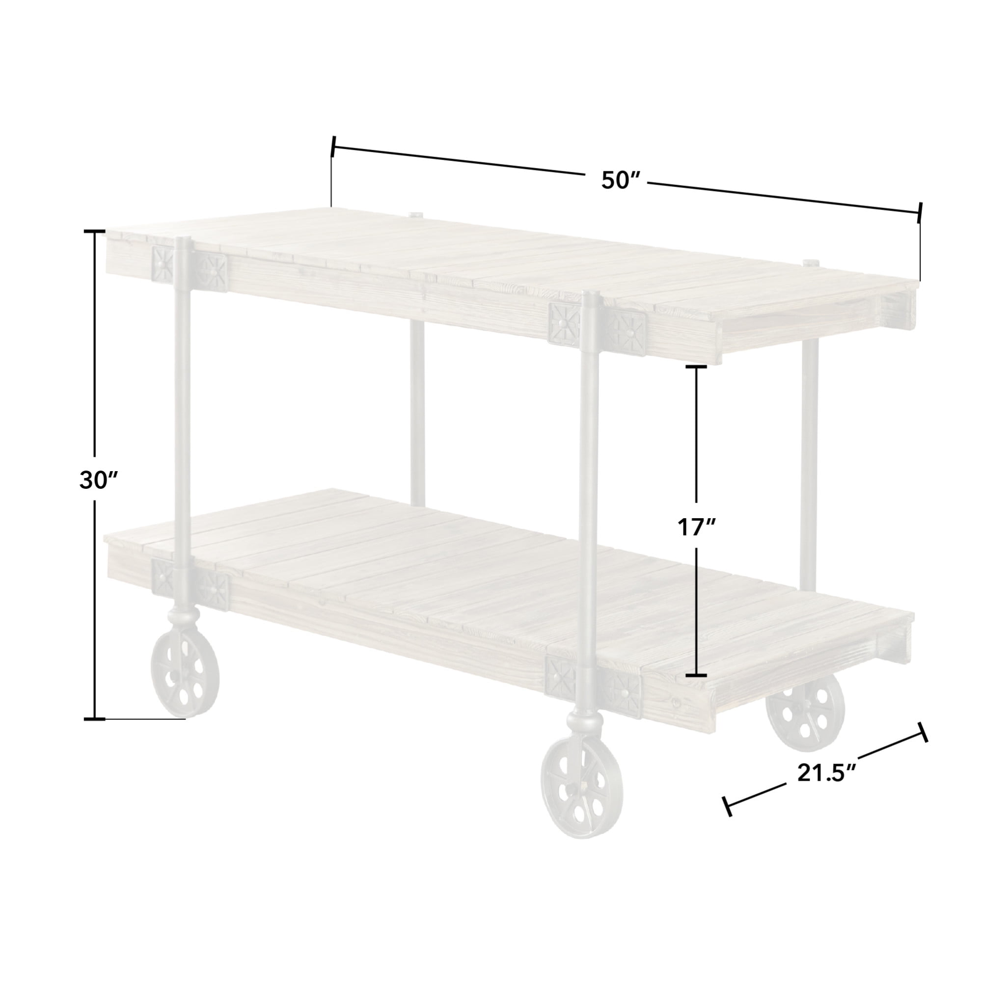 FirsTime & Co. Natural Oxford Factory Cart Console Table, Farmhouse, Weathered, Rectangular, Wood, 50 x 21.5 x 30 in