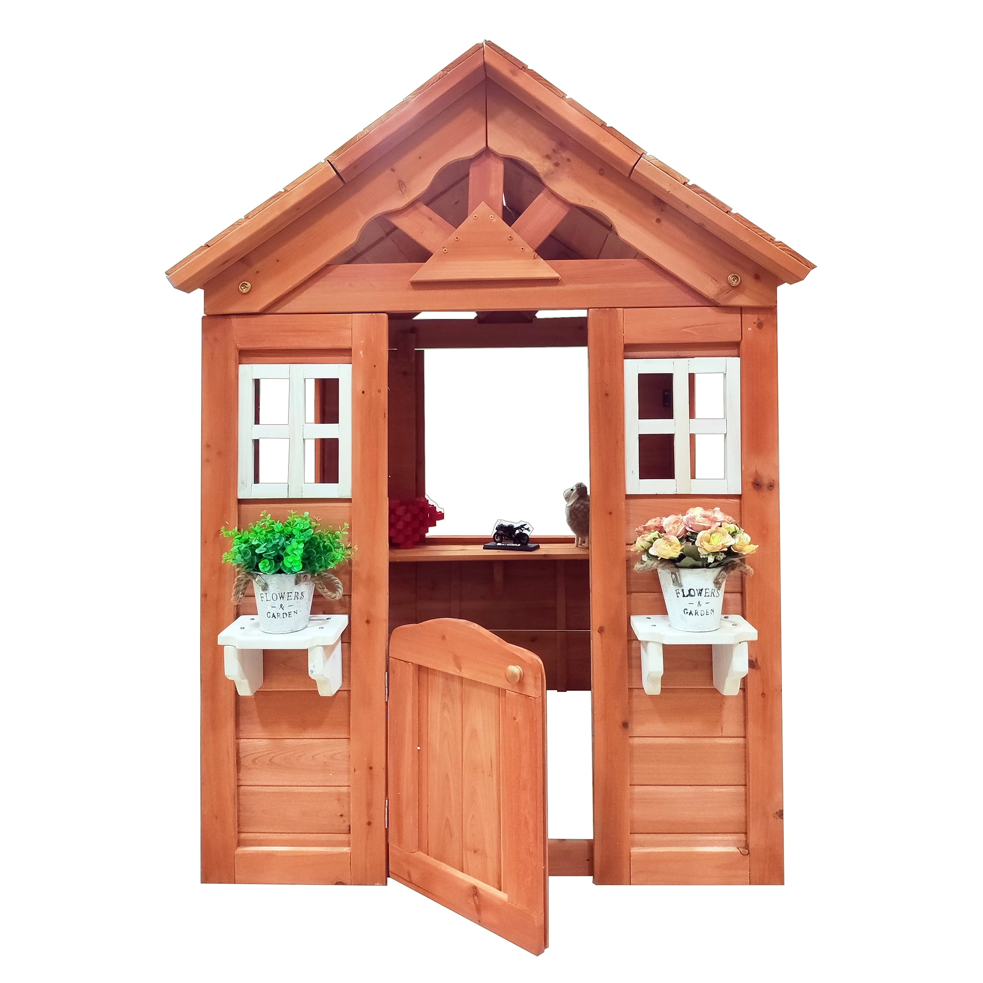 CIPACHO 55" Wooden Kids Playhouse with 2 Windows and Flowerpot Holder, Outdoor Play House for Kids Ages 4-8, Orange CIPACHO 55" Wooden Kids Playhouse with 2 Windows and Flowerpot Holder, Outdoor Play House for Kids Ages 4-8, Orange
