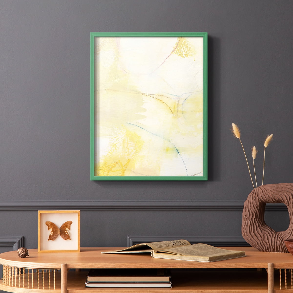 Barxan III Framed Print in Green Solid Wood Framed Print No Nail Hanging