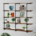 thumbnail image 4 of (2Pcs, 42" Tall, 14" deep) Industrial Wall Mount Iron Pipe Shelf Shelves Shelving Bracket Vintage Retro Black DIY Open Bookshelf DIY Storage offcie Room Kitchen Shelves (3 Pcs 4 Tier Hardware Only), 4 of 7