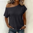 thumbnail image 5 of YUGYXL Womens Cinched Waist Off The Shoulder Tops Dolman Sleeve Banded Bottom Tee Shirts Casual Loose Summer Outfits Black Top XL, 5 of 9
