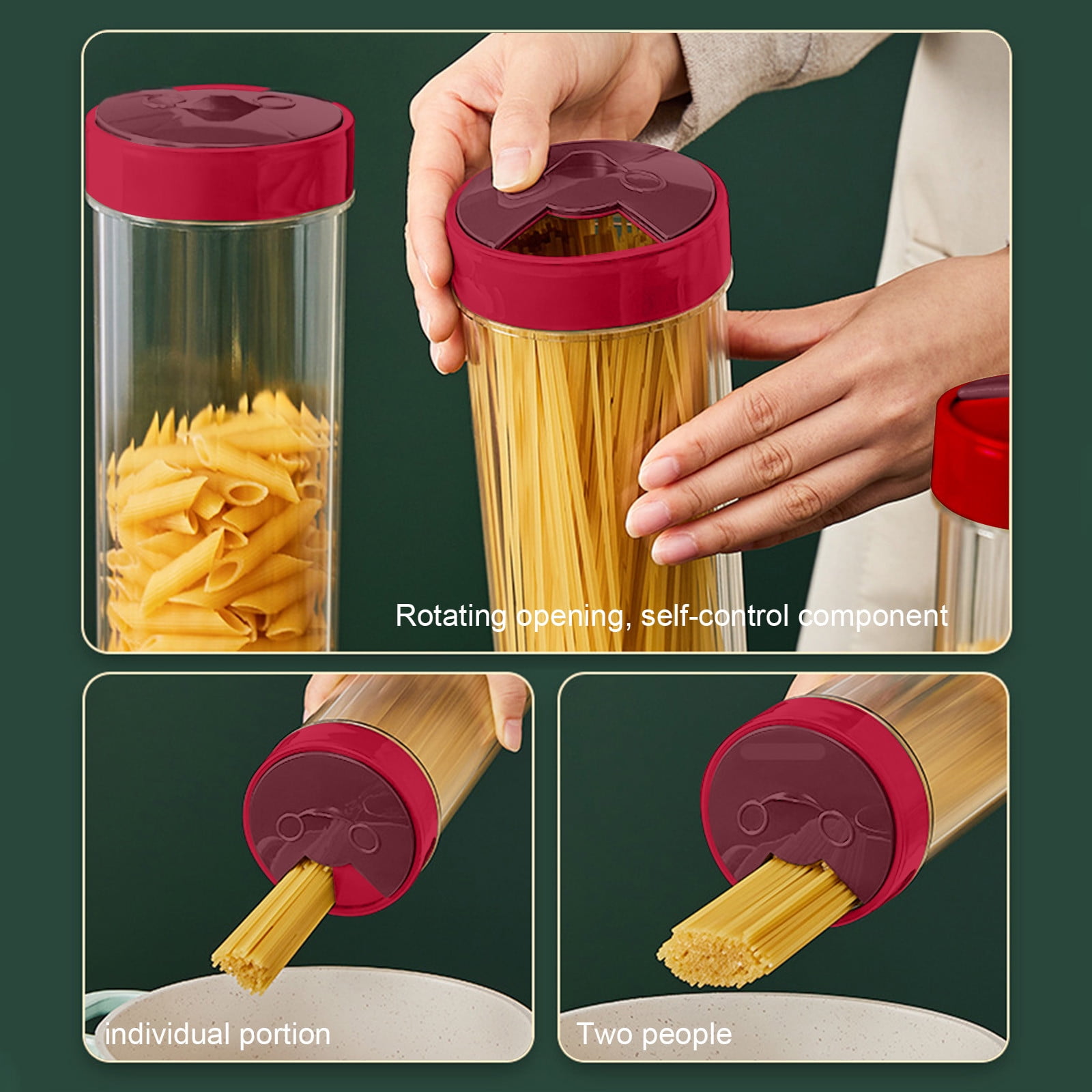 Xqxayjr under $5 Airtight Pasta Container, Tall Clear Airtight Pasta Storage Container,Spaghetti Noodle Food Storage Jar with Lid,Kitchen Pantry Organization Canister