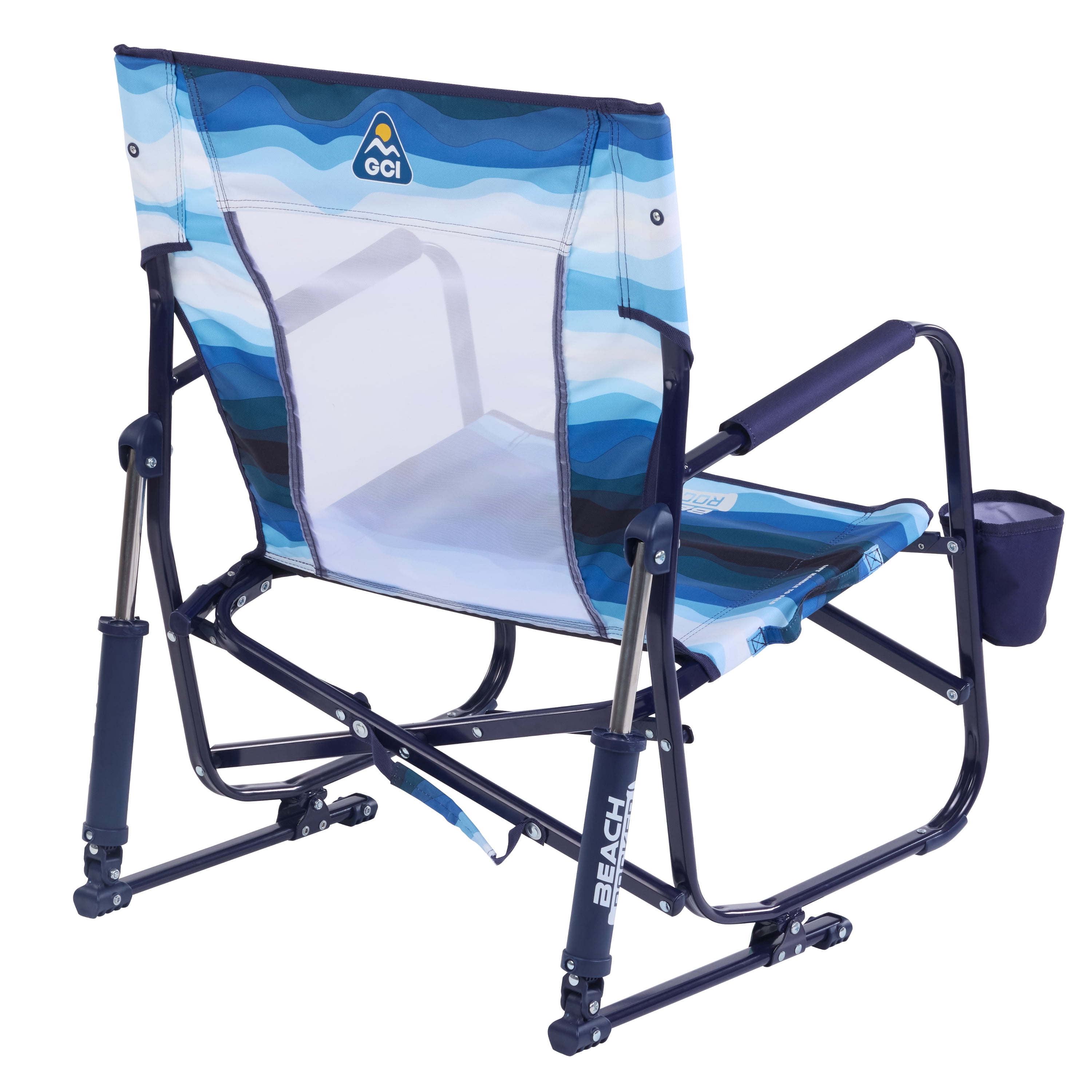 GCI Outdoor Beach Rocker Low Profile Foldable Rocking Chair, Wave Blue