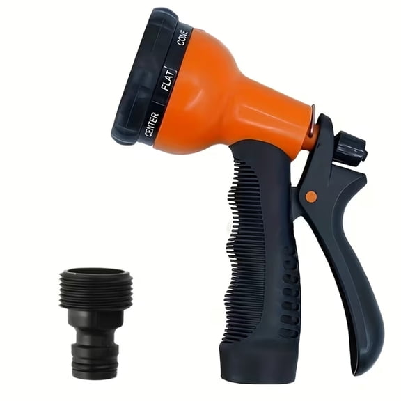 Garden Hose Nozzle Sprayer,Garden Water Spray Gun with 8 Spray Patterns,High Pressure Hand Sprayer for Washing Cars,Watering Plants and Lawns(Orange)