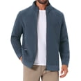 thumbnail image 1 of Chaqueta de felpa inspiradora para hombres, abrigo de invierno, con cuello alto, cremallera, suave, en color gris, 1 of 5