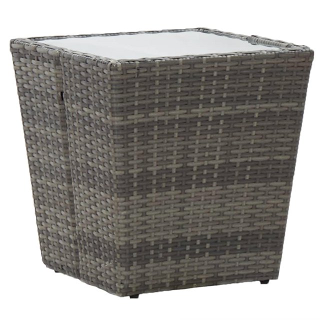 Mesa de Té Casafoyer en Rattan Polietileno Gris con Cristal Templado de 42x42x43 cm