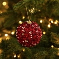 thumbnail image 3 of OCCOA Sequin Pearl Christmas Ball Ornaments Glitter Hanging Baubles in Teal Gold Red for Xmas Tree Wreath Holiday Decor Home Accents Party Supplies, Red, 3 of 6