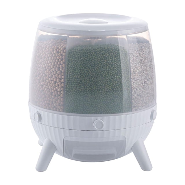 Dispensador de granos de cereales giratorio de 360 degree six en un de 6 rejillas de 6KG, contenedor de almacenamiento de alimentos secos de plástico, organiz