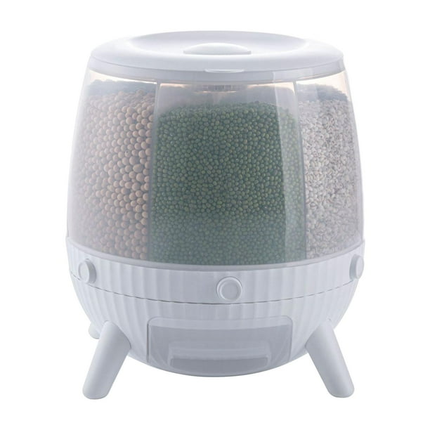 Dispensador de granos de cereales giratorio de 360 degree six en un de 6 rejillas de 6KG, contenedor de almacenamiento de alimentos secos de plástico, organiz