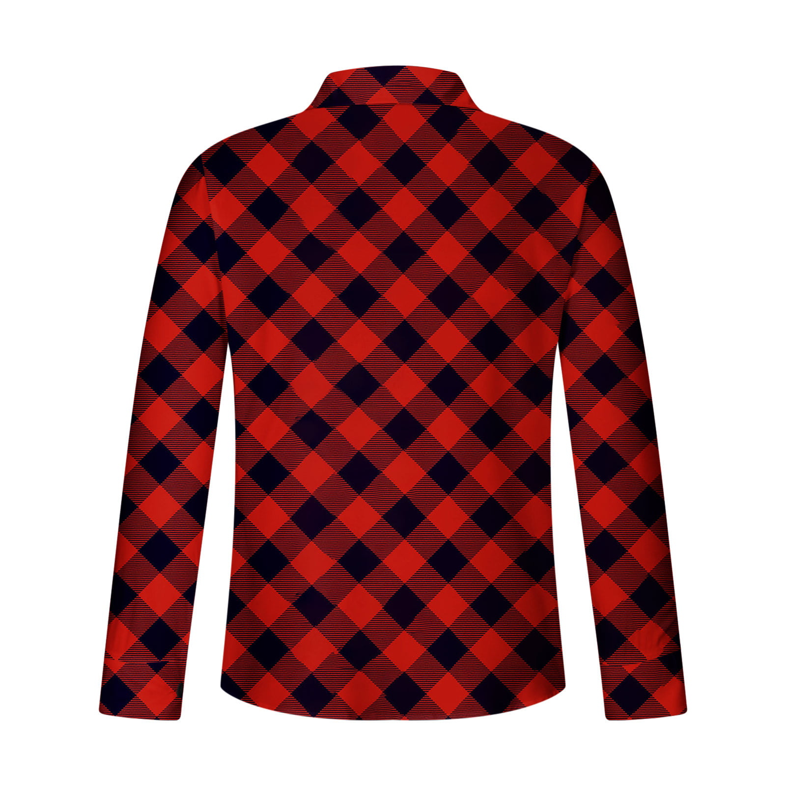 ZCFZJW Men's Long Sleeve Button Up Dress Shirts Christmas Buffalo Plaid  Graphic T Shirt Tops Holiday Party Leisure T-Shirts Red XL