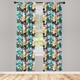 thumbnail image 4 of Ambesonne Tropical Window Curtains, Exotic Leaves Dots Lines, Each 28" W x 95" L, Dark Yellow and Seafoam, 4 of 4