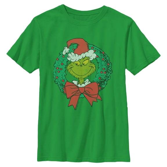 Boys The Grinch Mean One Christmas Wreath T Shirt
