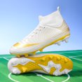 thumbnail image 3 of Zapatos de fútbol para hombre, botas de fútbol con tacos, transpirables, largos, tobillo TF, entrenamiento deportivo al aire libre, ultraligero, 3 of 5