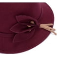 thumbnail image 4 of YooGuoGuo Women Wool Felt Church Cloche Cap Bucket Hat Bowler Hats with Leaves Band, 4 of 7