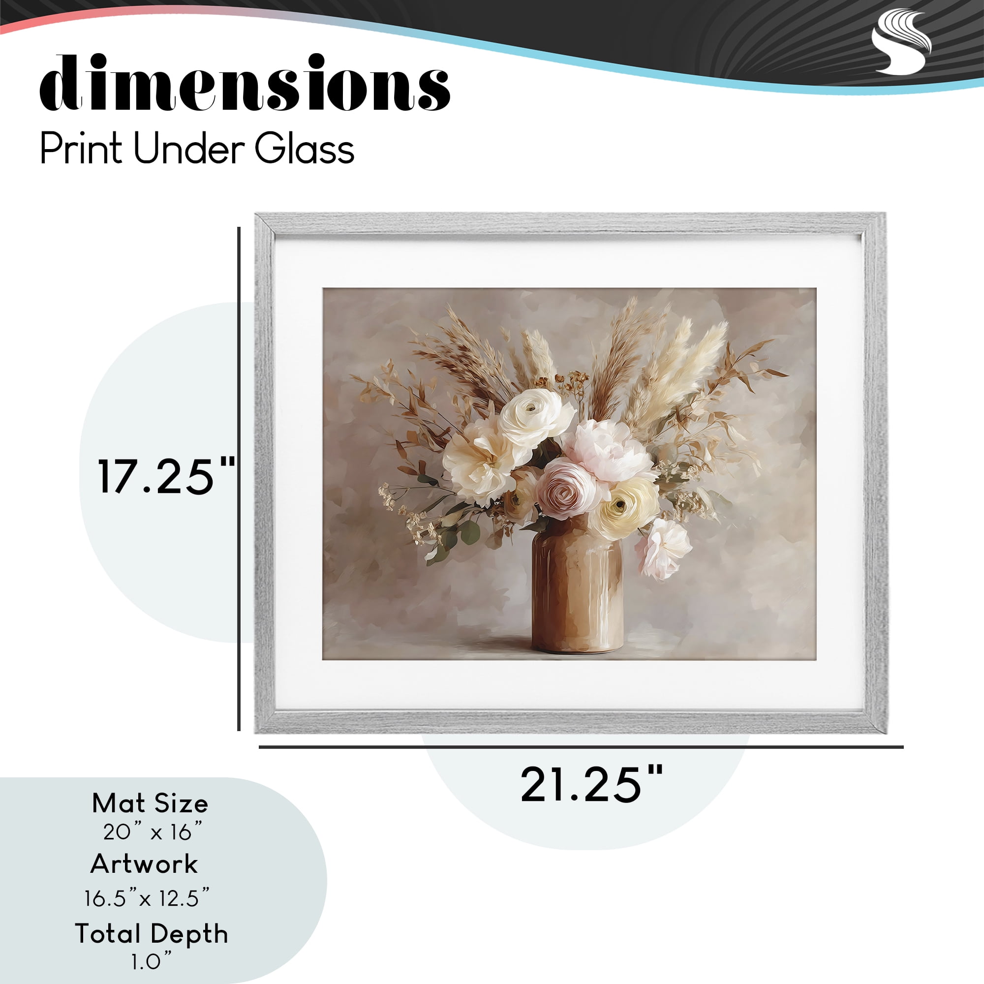 Stupell Industries Elegant Wheat Bouquet in Vase Gray Framed Print Under Glass, design by Franklyn Gregory