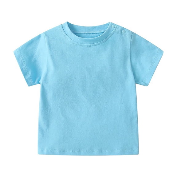 GiLiling Toddler T Shirts Cotton Summer Basic T Shirts Boys Girls Tee Undershirt Short Sleeve Crew Neck Shirt (Light Blue, 18-24 Months)