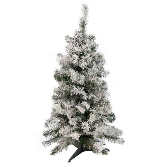 Northlight 3' Pre-Lit Heavily Flocked Medium Pine Artificial Christmas Tree - Warm White LED Lights
