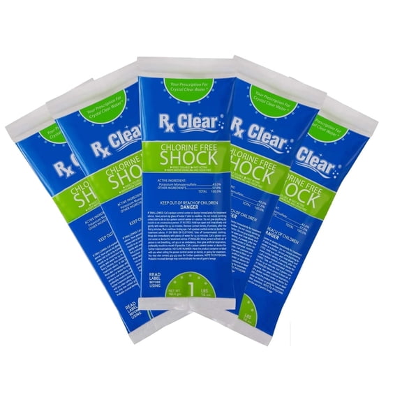 Rx Clear Chlorine Free Swimming Pool Shock, 1 lb, 5 Pack
