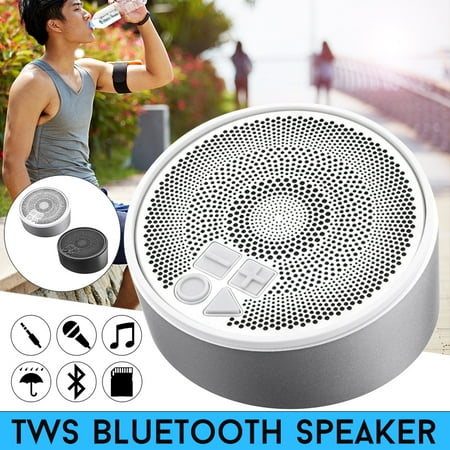 Stereo Speakers Brown Aluminum Alloy HiFi Mini bluetooth 4.2 Speaker TWS Function True Wireless Surrounding Stereo Built-in Mic AUX TF FM Christmas Gift ()