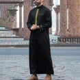 thumbnail image 2 of Men's Shirts Long Sleeve Embroidered Stand Collar Robe for Modern and Comfort, 2 of 4