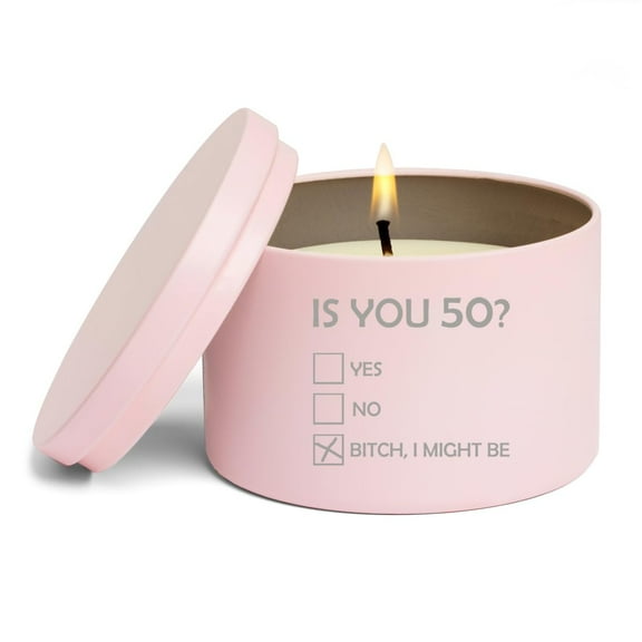 Scented Candle Gift 8oz with Lid Is You 50 Funny 50th Birthday (Vanilla - Pink)
