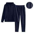 thumbnail image 3 of Efsteb Womens 2 Piece Outfits Long Sleeve Hoodie Sweatsuit Sets Casual Sweatshirt Baggy Fall Comfy Sweatpants with Pockets (Navy,L), 3 of 7
