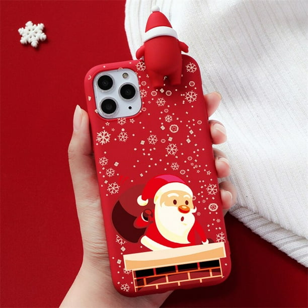 Funda de dibujos animados para iPhone 12 13 11 14 Pro Mini XS Max XR X 7 8 10 6 6S Plus SE 2 Soft TPU 3D Christmas Doll Deer Phone Cover Funda Tan Jianjun unisex