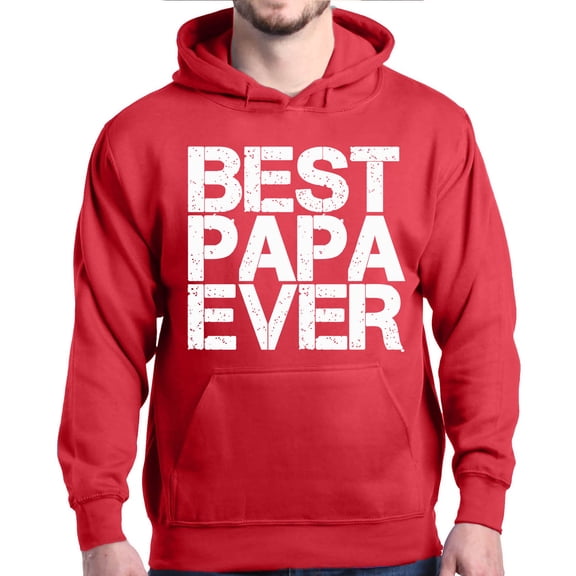 Shop4Ever Men's Best Papa Ever Bold Font Father's Day Hooded Sweatshirt Hoodie XXX-Large Red