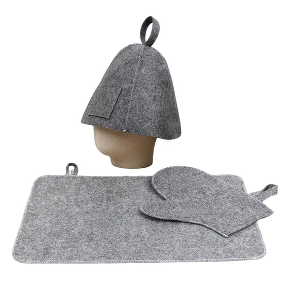 lanema Wool Felt Sauna Hat Russian Glove Pad Set Head Protections Anti Heat Shower Cap