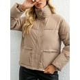 thumbnail image 6 of Liacowi Women Juniors Winter Warm Quilted Puffer Coat Lightweight Solid Color Zip Outerwear Stand Collar Padded Jacket with Pockets, 6 of 9
