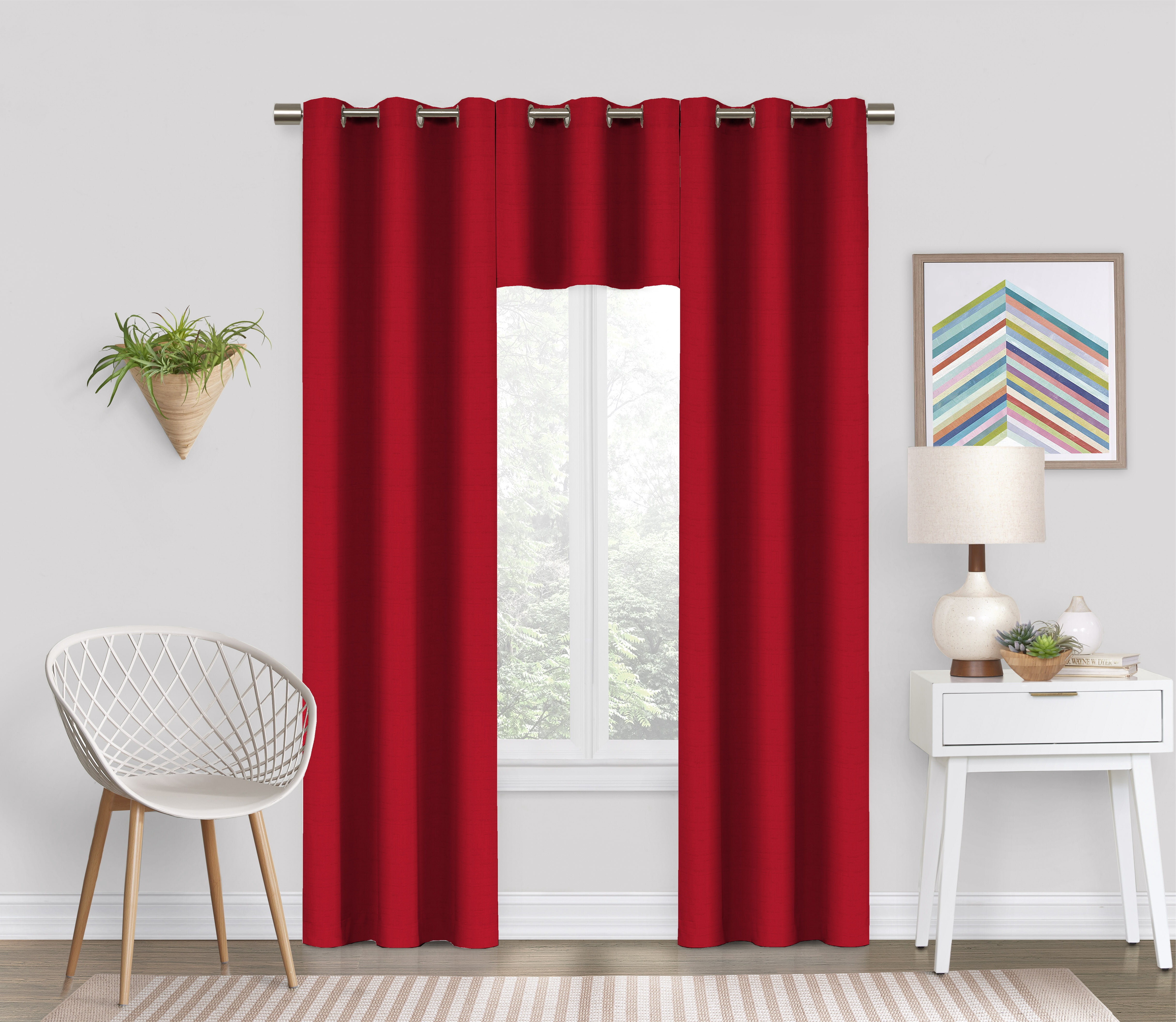 Eclipse Dayton Solid Chili Red Blackout Grommet Single Curtain Panel, 42" x 84"