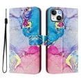 thumbnail image 2 of Compatible for iPhone 13 Mini Wallet Case, Painting Pattern Premium PU Leather [Credit Card Holder] [Wrist Strap] Flip Stand Feature Purse Case Full Protective Pattern Phone Cover, Coloful Marble, 2 of 17