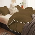 thumbnail image 3 of DNG Creations 5 Piece White Pom Pom Duvet Cover with Zipper Closure, 100% Egyptian Cotton, 800 Thread Cotton ( Oversized King - Solid Taupe ), 3 of 5