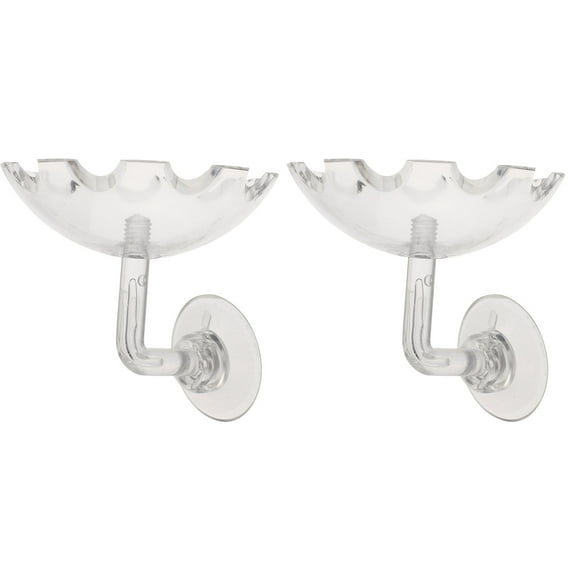 2 soportes de acrílico para comida de camarones, comedero decorativo para camarones, tazón de comida para reptiles con ventosa.