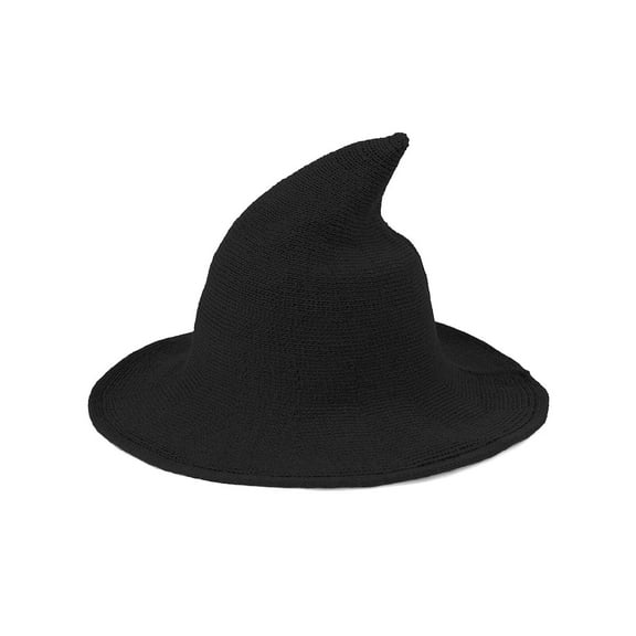 Oshsehun Women Witch Hat for Halloween Wool Hats Wide Brim Spire Knitted Cap for Party Masquerade Cosplay Costume Daily