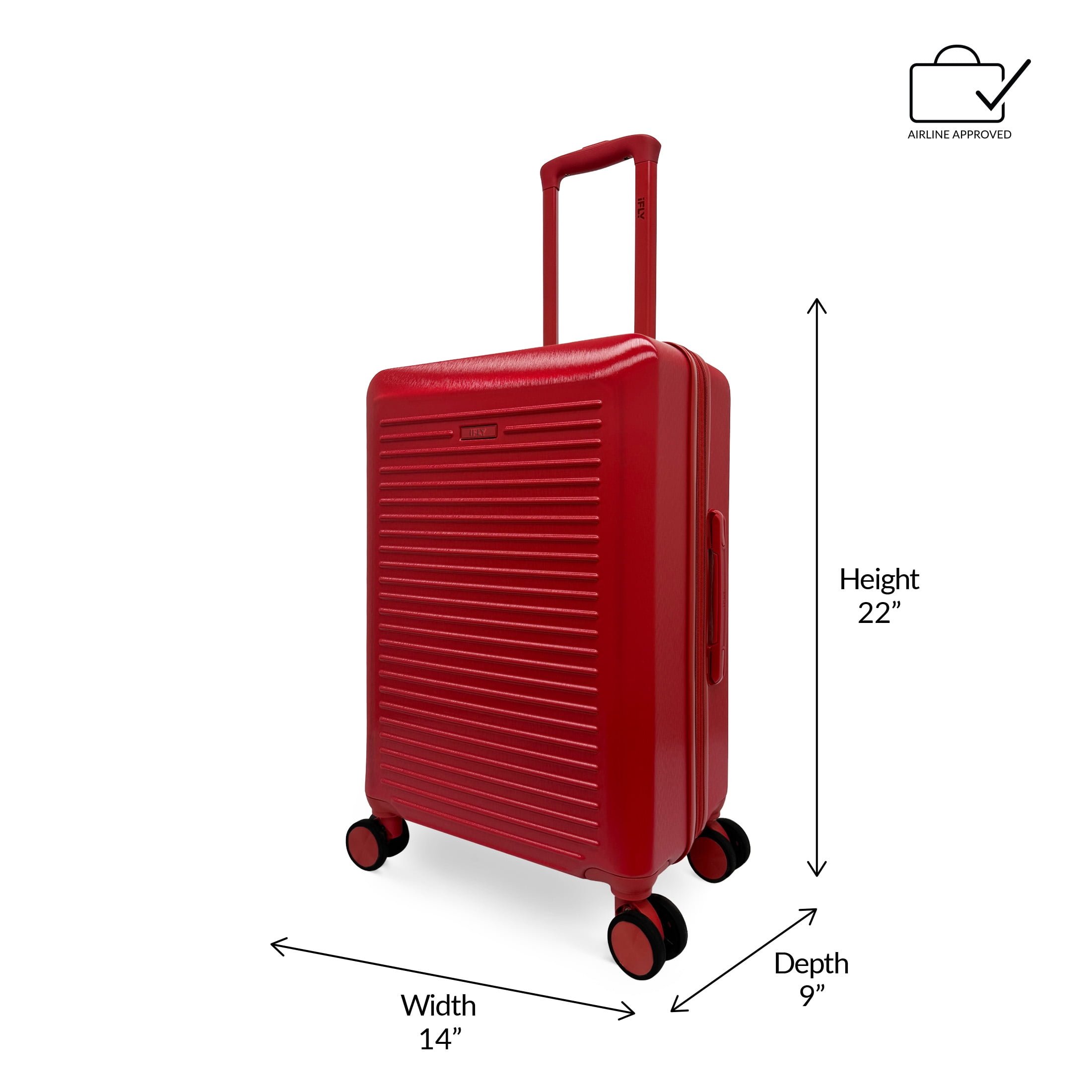 iFLY Volt 20" Expandable Hardside Spinner Carry-On Luggage, Red