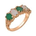 thumbnail image 1 of LBG British Made 18k Rose Gold Natural Emerald & Opal Womens Eternity Ring - 33 size options - Size 11.75, 1 of 8