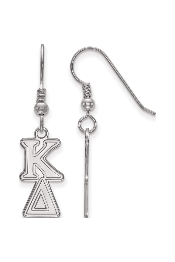 Sterling Silver Rh-Plated Logoart Kappa Delta Dangle Small Earrings (37 X 10) Made In United States ss004kd