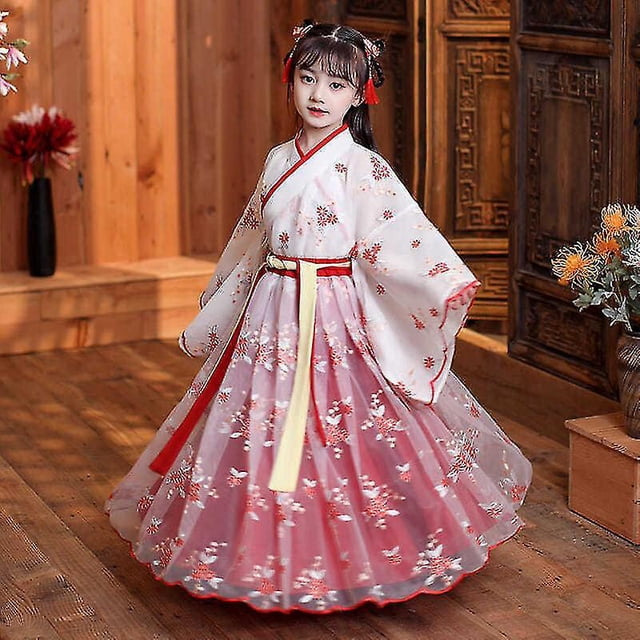 Traje de bata de seda chino gratis, kimono para niñas y niños, vestido antiguo étnico Vintage tradicional de China, traje de baile, conjunto de Hanfu para Cosplay