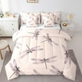 thumbnail image 1 of YST Cadeaux Libellule pour Femmes, Ensemble de Literie 7 Pcs pour Filles, Libellules Roses Aquarelle Lit en Sac, Ensemble de Draps Animaux Volants Chics, Ensemble de Literie Style Simple, Très Grand, 1 of 5