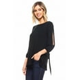 thumbnail image 2 of Women's Cut Out Half Sleeve Tie Top, Black, S, 2 of 5