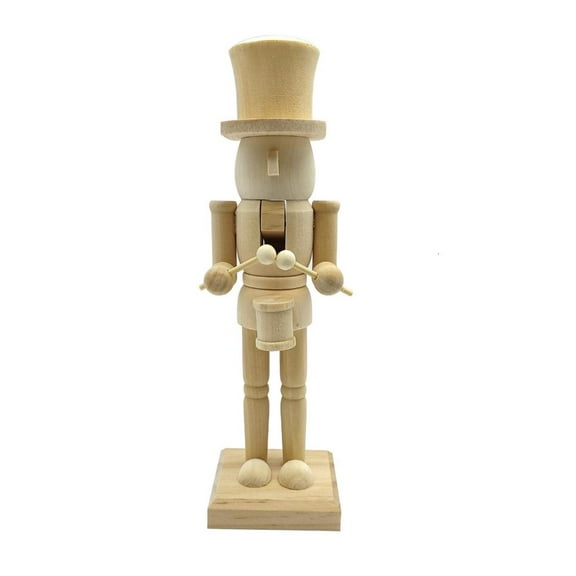 25.5cm Christmas Nutcrackers King Soldier Wood Unfinished Nutcrackers Figurine Painting Craft Unpainted Puppet Ornament