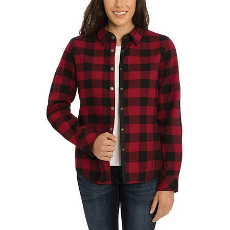 Orvis Women's Fleeced Lined Flannel Pinnacle Shirt Jacket, Berry/Black Buffalo