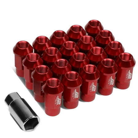J2 Engineering LN-T7-008-15-RD J2 Engineering 7075 -T6 Forged Aluminum M12X1.5 20Pcs 44mm Height Open -End Lug Nut Set w / Socket Adapter (Red)