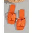 thumbnail image 2 of Women's Orange Snake Print Flat Sandals, Orange Women's Flat Sandals, 2 of 5